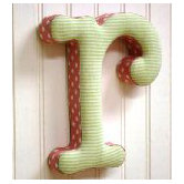 "r" Fabric Letter in Pink / Green