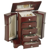 Dara Cherry Jewelry Box with Pearl Drawer Pulls