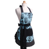 Women's Original Apron in Aqua Damask