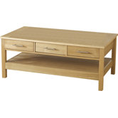 Alexander Three Drawer Coffee Table in Natural Oak Veneer