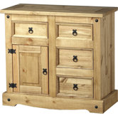 Corona One Door Sideboard in Distressed Waxed Pine
