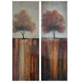 Fall Day Stretched Canvas High Gloss Oil Painting (Set of 2) - 60" x 20"