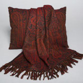Jamavaar Paisley Wool Throw with Fringe