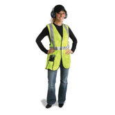 Yellow Polyester Breakaway Vest With Front, Top And Side Hook And Loop Closures, 2" 3M Scotchlite Reflective Stripes, 1 Outside Pocket And 1 Inside Pocket