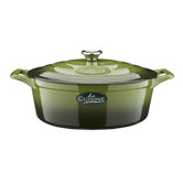 Cast Iron 29cm Oval Casserole in Olive Green