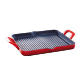 Cast Iron Rectangular Grill Pan in Red