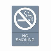 ADA Prohibition Sign, No Smoking Symbol w/Tactile Graphic, Molded Plastic, 6 x 9
