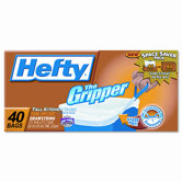 Hefty The Gripper Tall Kitchen Bags, Drawstring, 13 gal, .9mil, White, 40/Box