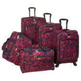 Red Rose 5 Piece Spinner Luggage Set
