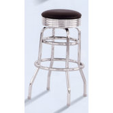 Retro Chrome Circle 30" H Backless Bar Stool