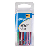 Paper Clips, Jumbo, 60/PK, Vinyl Coated, Asst. Colors