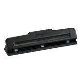 Light Duty 3-Hole Punch, Semi Adjustable, 9/32", Black