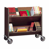 Double Sided Book Truck with 3 Shelves