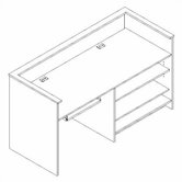 Library Modular Front Desk System - Computer Station with Shelves