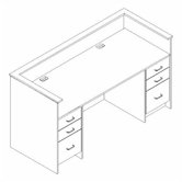 Library Modular Front Desk System - Computer Station with Drawers