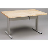 Adjustable Craft Table with Solid Maple Top and Hand Crank
