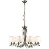 Andretti Eight Light Pendant in Antique Brass
