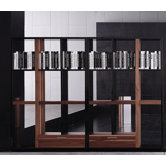 Quaderna Open Bookcase in Walnut and Black High Gloss