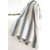 Blue Awning Stripe Woven Cotton Throw