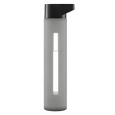 18 Oz Modern Glass Water Bottle with Black Lid and Jacket in Black Mist