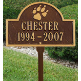 Pet Paw Mini Arch Two Line Lawn Marker in Antique Copper