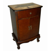 Wooden Cabinet with One Drawer/Door and Palm Tree Print
