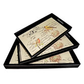 Tray with Birds and Script Writing (Set of 3)