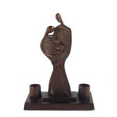 Couple with Baby Cast Aluminum Candlestick