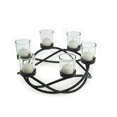Round Waves Iron and Glass Candle Holder