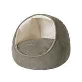 Faux Suede Hooded Snuggler Cat Bed with Cushion in Sage/Ivory