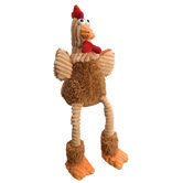 Skinny Brown Corduroy Rooster Dog Toy with Chew Guard