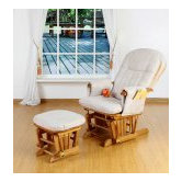 Deluxe Recliner Glider Chair with Stool in Beech