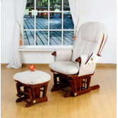 Deluxe Recliner Glider Chair with Stool in Walnut