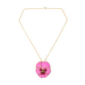 The Danai Artisan Natural Flower Gold Pink Pansy Pendant Necklace