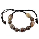 The Nalinee Artisan Smoky Quartz and Agate Indian Tiger Beaded Bracelet