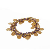 The Khun Boom Artisan Gold Pated Amethyst Golden Suns Wrap Bracelet