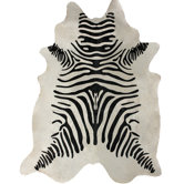 Zebra Print Cowhide Black/White Rug