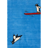 KinderLOOM Flying Penguins Sky Kids Rug