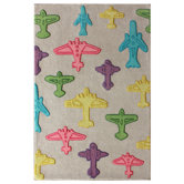 KinderLOOM Airplanes Grey Kids Rug