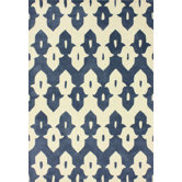 Moderna Cobalt Blue Ikat Trellis Rug
