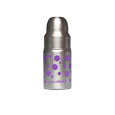 Nine Ounce Wide Mouth Stainless Steel Baby Bottle in Lavender Dots