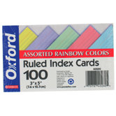 100 Count 3" x 5" Ruled Index Card in White