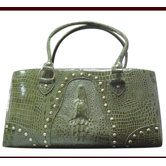Faux Leather Handbag Pet Carrier in Green