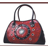 Faux Leather Handbag Pet Carrier in Burgundy Rings