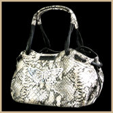 Faux Leather Handbag Pet Carrier in Snake Beige