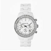 Women's White Acrylic Watch with Crystal