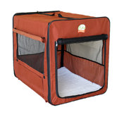 Soft-Sided Dog Crate with Mat in Brown