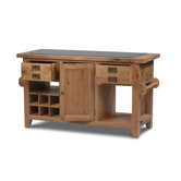 Calgary Solid Oak with Granite Top Kitchen Island Unit