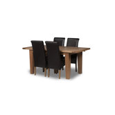 Calgary 5 Piece Solid Oak Extending Dining Set with Upholstered Roberto Dining Chair