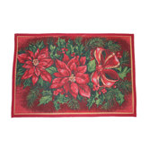 Seasonal Poinsettia Design Novelty Rug